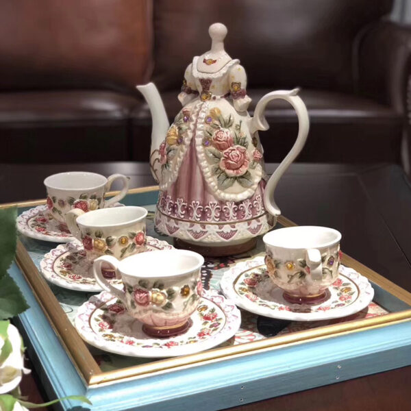 TSB2BB007 7 Beauty Skirt English Tea Set Porcelain Teapot Set