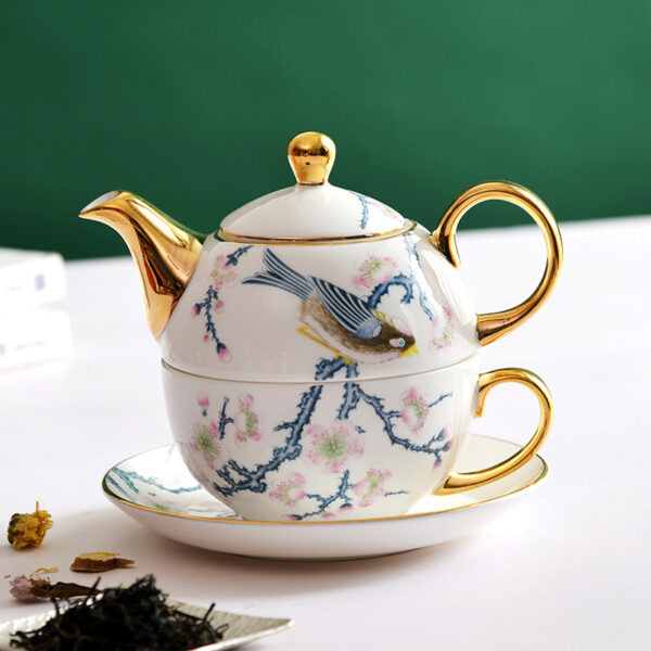TSB2BB011 FFF Bird Flowers Porcelain Tea Set for One Bone China