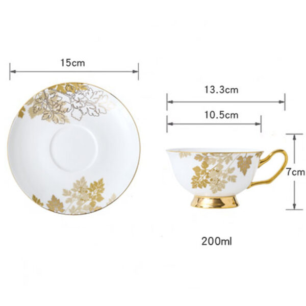 TSB2BB016 5 Gold Leaf Cup and Saucer Set Bone China
