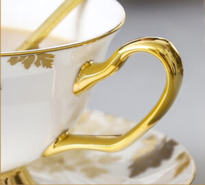 TSB2BB016 D2 Gold Leaf Tea Cup and Saucer Set Bone China