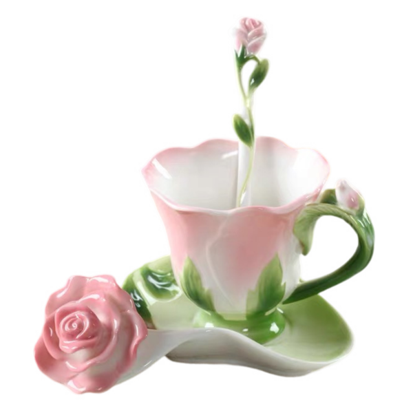 TSB3BB002 FF Fashion Rose Cup and Saucer Set with Spoon
