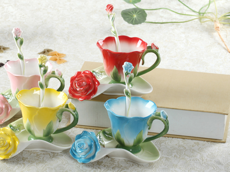 TSB3BB002 d2 Fashion Rose Cup and Saucer Set with Spoon