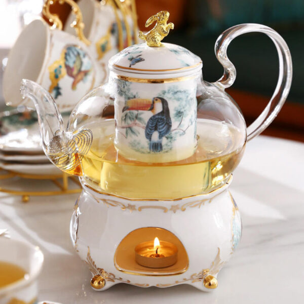 TSB4BB002 1 1 Jungle English Herbal Tea Set Porcelain with Warmer