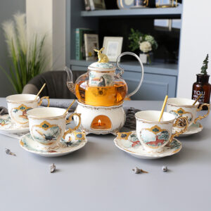 TSB4BB002 v1 Jungle English Herbal Tea Set Porcelain with Warmer