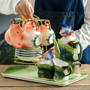 TSB4BB003 d1 Floral Enamel English Tea Set Porcelain Teapot Set