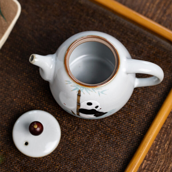 TSB4BB007 4 Panda Chinese Teapot Ceramic for Gonfu Cha 9 Oz