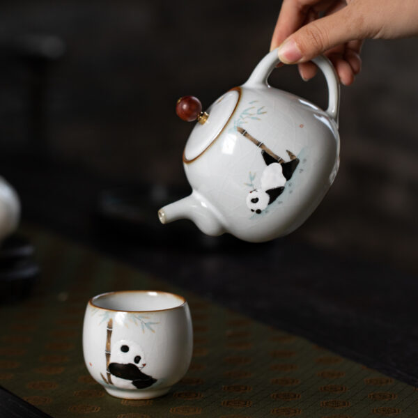 TSB4BB007 5 Panda Chinese Teapot Ceramic for Gonfu Cha 9 Oz