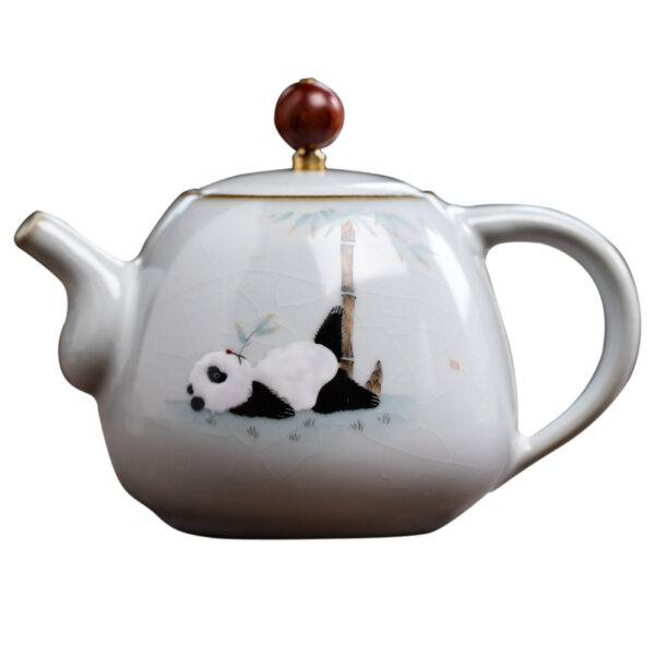 TSB4BB007 F Panda Chinese Teapot Ceramic for Gonfu Cha 9 Oz