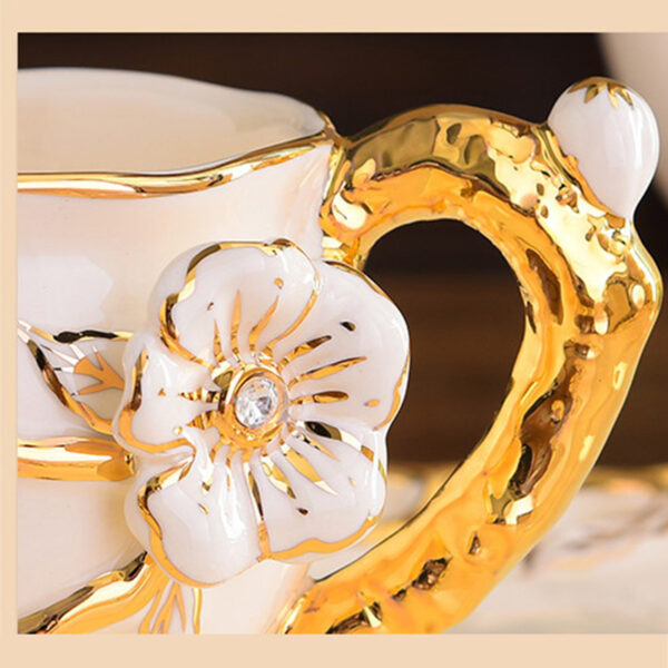 TSB5BB002 5 Golden Plum Cups and Saucers Porcelain
