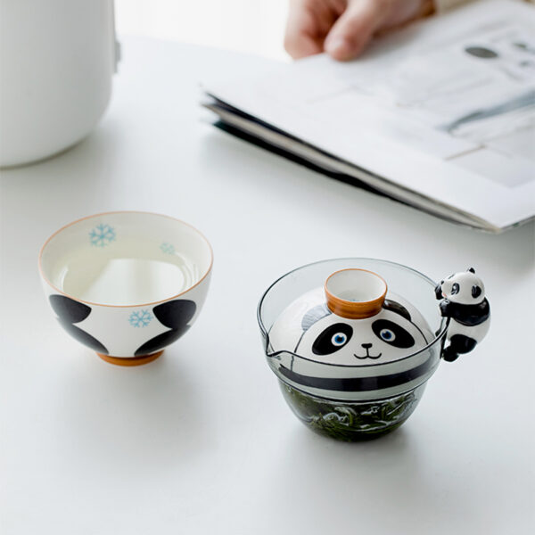 TSB5BB008 7 Chinese Panda Travel Tea Set Ceramic