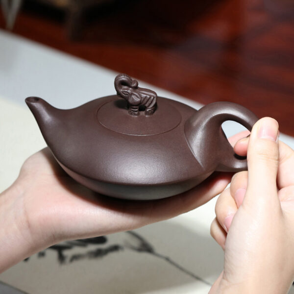 TSB6BB013 2 Elephant Chinese Yixing Teapot Purple Clay 7.6 Oz