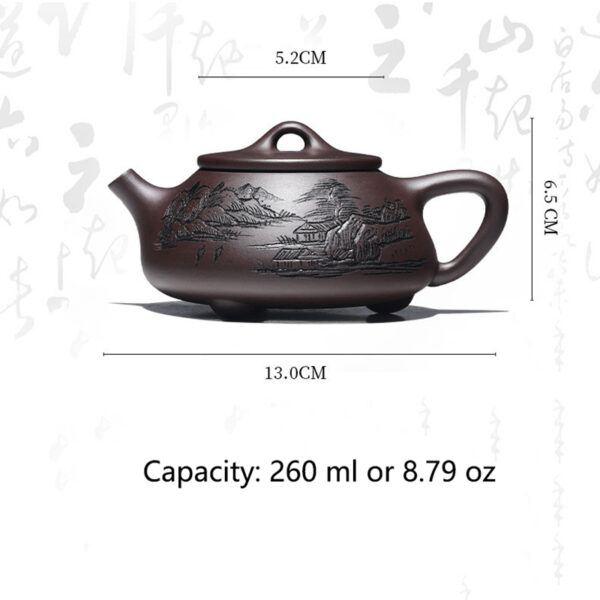 TSB6BB014 7 Vintage Painting Shi Piao Yixing Teapot Purple Clay 8.8 Oz