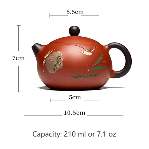 TSB6BB015 7 Lotus Xi Shi Yixing Teapot Purple Clay 7.1 Oz