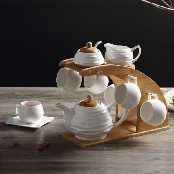 TSB6BB021 2 White English Tea Set Porcelain with Creative Shelf 16 Pieces