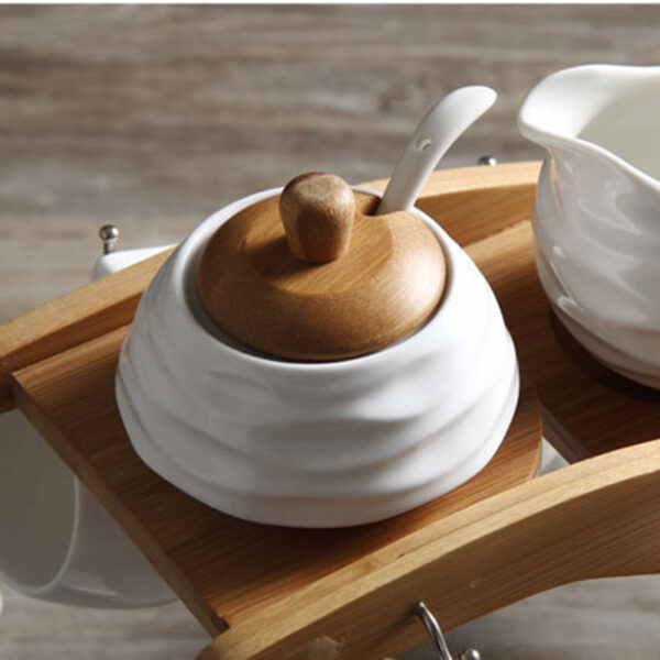 TSB6BB021 5 White English Tea Set Porcelain with Creative Shelf 16 Pieces