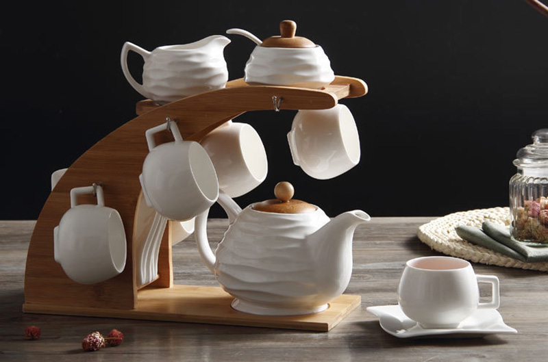 TSB6BB021 d1 White English Tea Set Porcelain with Creative Shelf 16 Pieces