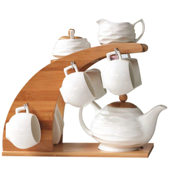 TSB6BB021 f1 White English Tea Set Porcelain with Creative Shelf 16 Pieces