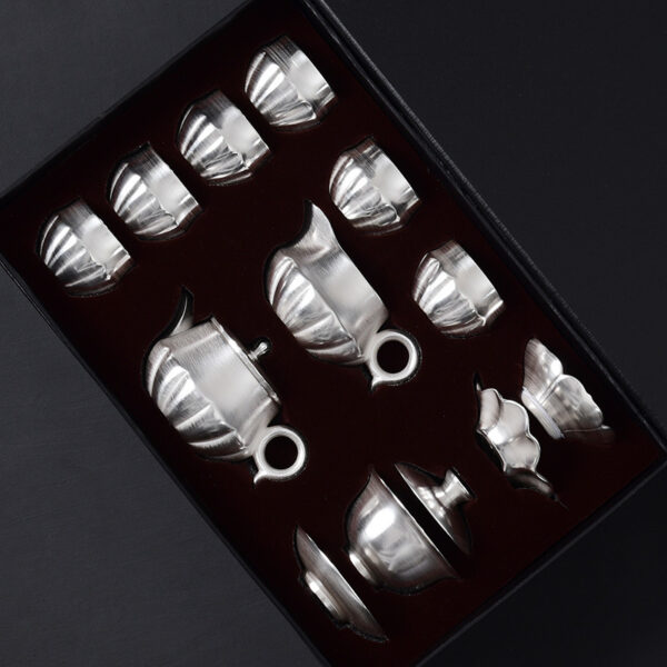 TSB8BB003 7 Collectable Chinese Silver Gongfu Tea Set 10 Pieces