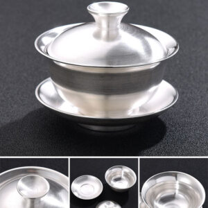 TSB8BB003 D5 Collectable Chinese Silver Gongfu Tea Set 10 Pieces