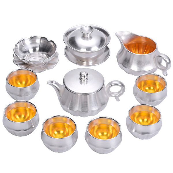 TSB8BB003 F Collectable Chinese Silver Gongfu Tea Set 10 Pieces
