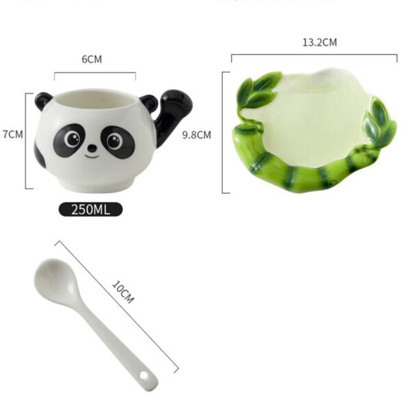 TSB8BB006 7 Panda Cup and Saucer Colored Enamel Mug