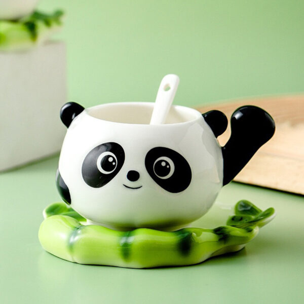TSB8BB006 8 Panda Cup and Saucer Colored Enamel Mug
