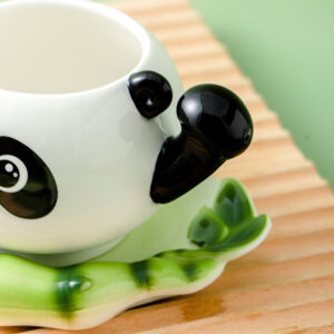 TSB8BB006 d2 Panda Cup and Saucer Colored Enamel Mug
