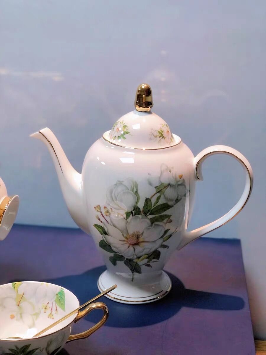 Click to view full screen Camellias Vintage English Tea Set Bone China Teapot Set photo review